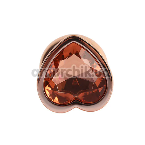 Анальна пробка з помаранчевим кристалом Matrix Mont Rose Gold Heart Butt Plug M, золота