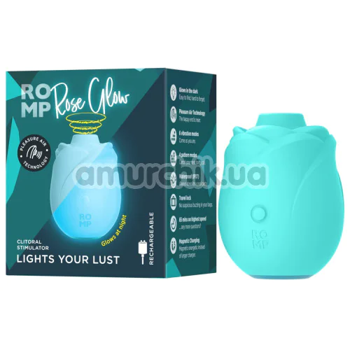 Симулятор орального сексу для жінок з вібрацією Romp Rose Glow, блакитний