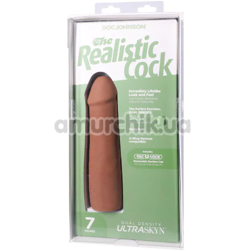 Фаллоимитатор Doc Johnson The Realistic Cock 7, светло-коричневый