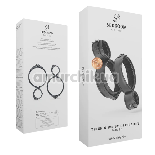 Фіксатори для рук і ніг Bedroom Fantasies Thigh & Wrist Restraints, чорні
