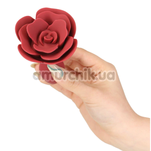 Анальная пробка + вибропуля Lux Active Red Rose Silicone Anal Plug, красная