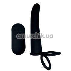 Анальна насадка з вібрацією Double Penetration Vibrator With Remote Controller, чорна - Фото №1