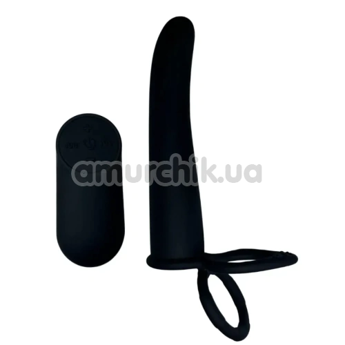 Анальна насадка з вібрацією Double Penetration Vibrator With Remote Controller, чорна - Фото №1