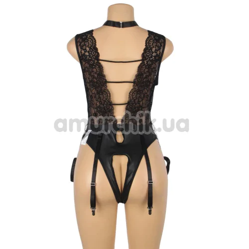 Боді з фіксаторами для рук Star Night Bodysuit With Cuffs, чорне