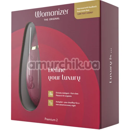 Симулятор орального секса для женщин Womanizer Premium 2, бордовый