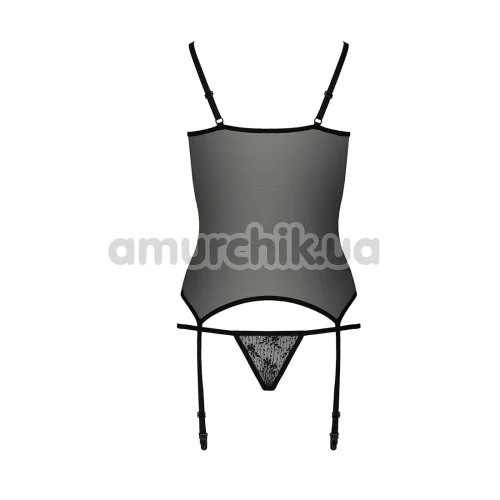 Комплект Passion Gracia Corset, чорний: корсет + трусики-стрінги