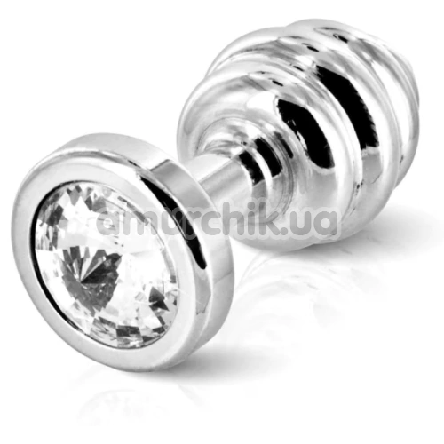 Анальна пробка з прозорим кристалом SWAROVSKI Anni Ano Т3, срібна - Фото №1