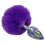 Анальна пробка з фіолетовим хвостиком Alume Floral Metal Plug With Tail S, синя - Фото №4