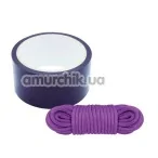 Бондажный набор BondX Bondage Ribbon & Love Rope, фиолетовый - Фото №1