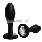 Анальная пробка с прозрачным кристаллом Alume Silicone Balloon Plug XS, черная - Фото №1