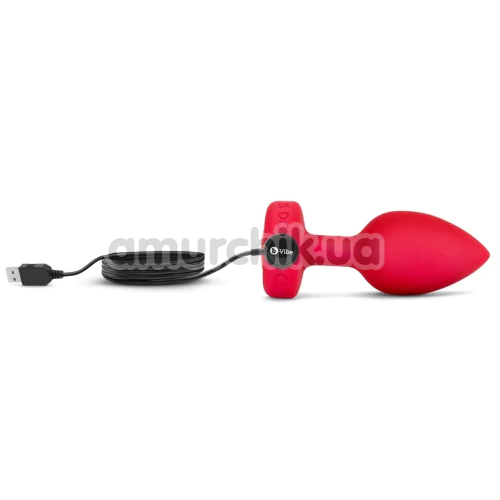 Анальная пробка с вибрацией B-Vibe Vibrating Heart M/L, красная