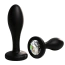 Анальная пробка с прозрачным кристаллом Alume Silicone Balloon Plug XS, черная - Фото №1