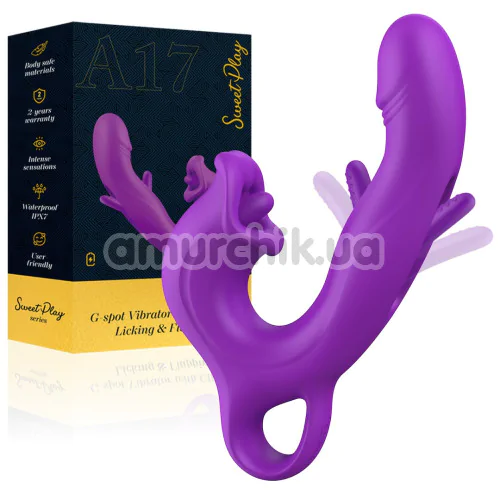 Вибратор для клитора и точки G Sweet Play G-Spot Vibrator With Clitoral Licking & Flapping A17, фиолетовый