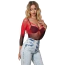 Боді Star Night Opaque Fishnet Sleeved Bodysuit, чорно-червоне - Фото №4