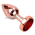 Анальна пробка з червоним кристалом Seamless Butt Plug Starting Small, рожево-золота - Фото №1