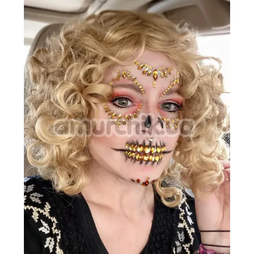 Прикраса для обличчя Leg Avenue Sugar Skull Adhesive Face Jewels Sticker, золота