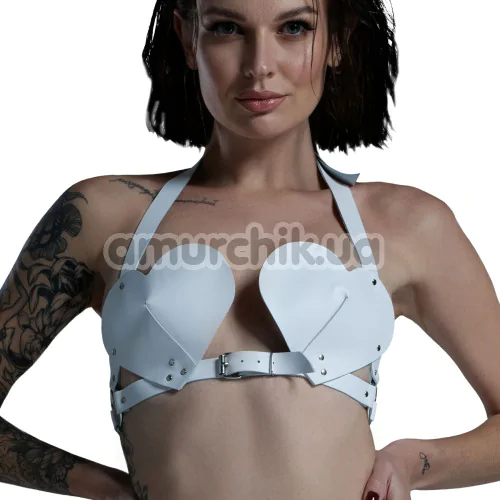 Бюстгальтер Feral Feelings Hearts Bra Leather, белый