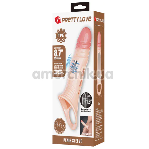 Насадка на пенис с вибрацией Pretty Love Penis Sleeve 026241Z, телесная