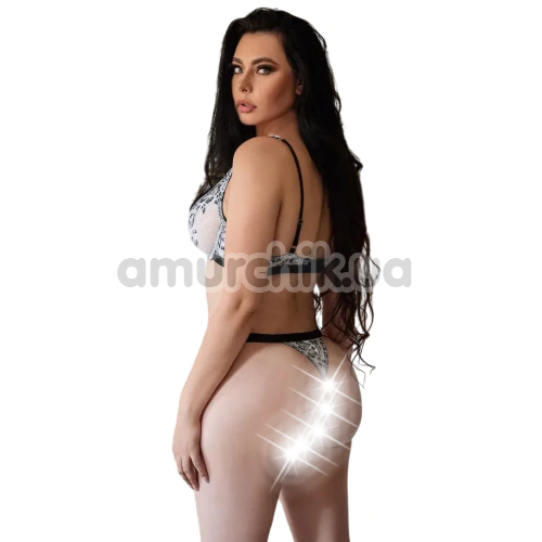 Комплект Star Night Sexy Floral Two-Tone Lace Set, черно-белый: бюстгальтер + трусики-стринги