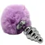 Анальна пробка з фіолетовим хвостиком Alive Anal Pleasure Metal Anal Fluffy Twist Plug M, срібна - Фото №2