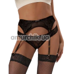 Комплект Star Night Tiny Lace Bow Garter Panty, чорний: пояс для панчіх + трусики- - Фото №1