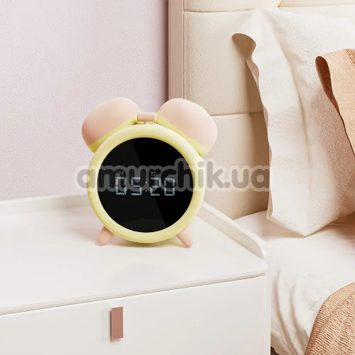 Вибратор с вакуумным стимулятором BeYourLover Naughty Clock Alarm, желтый