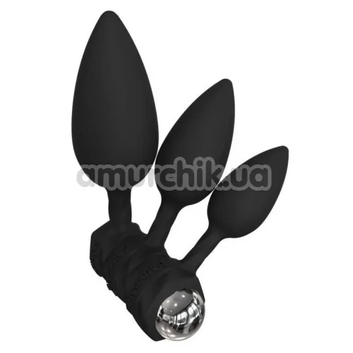 Набор из 3 анальных пробок с вибрацией Bathmate Anal Training Plugs Vibe, черный