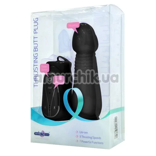 Анальна пробка з вібрацією Thrusting Butt Plug, чорна