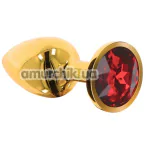 Анальная пробка с красным кристаллом Taboom Bondage In Luxury Butt Plug Diamond Jewel Large, золотая - Фото №1