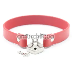 Нашийник з замочком DS Fetish Locking Collar, червоний - Фото №1