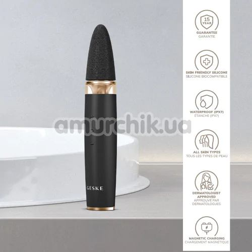 Шлифовальная пилка для стоп с насадками Geske Electric Pumice Foot Smoothing Multi-Pen 8 in 1, черно-золотая