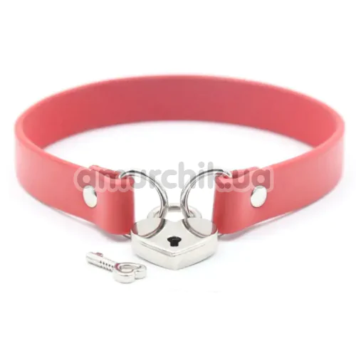 Нашийник з замочком DS Fetish Locking Collar, червоний