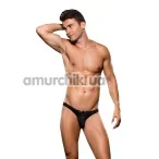 Трусы-стринги мужские Microfiber Lace-Up Low-Rise Thong, черные - Фото №1
