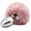 Анальна пробка з рожевим хвостиком DS Fetish Metal Plug With Bunny Tail, срібна - Фото №3