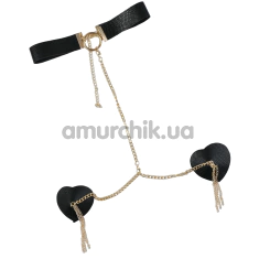 Украшения для сосков с ошейником JSY Nipple Sticker RT236114, черные - Фото №1