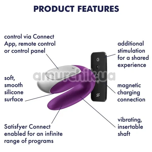 Вибратор Satisfyer Double Fun Partner Vibrator, фиолетовый