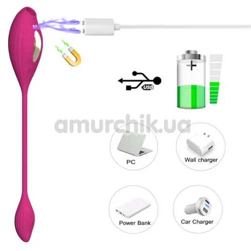 Симулятор орального сексу з віброяйцем 2 in 1 Clit Sucker Massager PL-VR293, рожевий