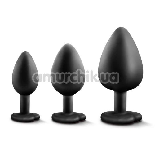 Набор анальных пробок с красными кристаллами Luxe Bling Plugs Trainer Kit, черный