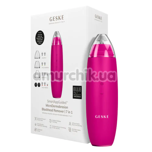 Микродермабразионное устройство для удаления черных точек Geske MicroDermabrasion Blackhead Remover 7 in 1, ярко-розовое