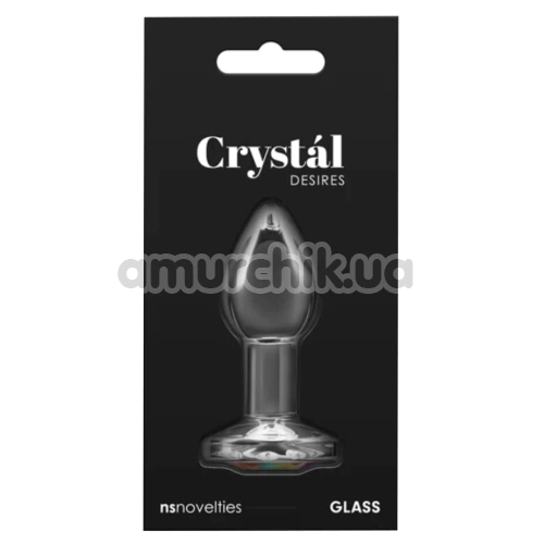 Анальная пробка с радужным кристаллом Crystal Desires Rainbow Gem S, прозрачная