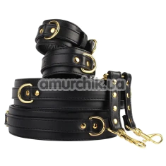 Фиксаторы для рук и ног Behave! Luxury Fetish Wrist To Thigh Cuff Set-Black, черные - Фото №1