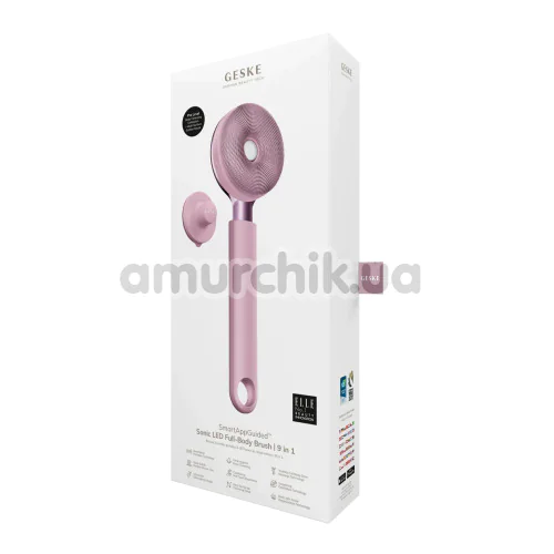 Звукова щітка для тіла Geske Sonic LED Full-Body Brush 9 in 1, світло-рожева