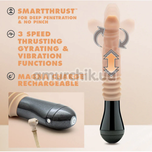 Вибратор с ротацией и толчками Dr. Skin Silicone Dr. Knight 5, телесный