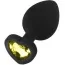 Анальная пробка с желтым кристаллом Silicone Jewelled Butt Plug Heart Small, черная - Фото №7