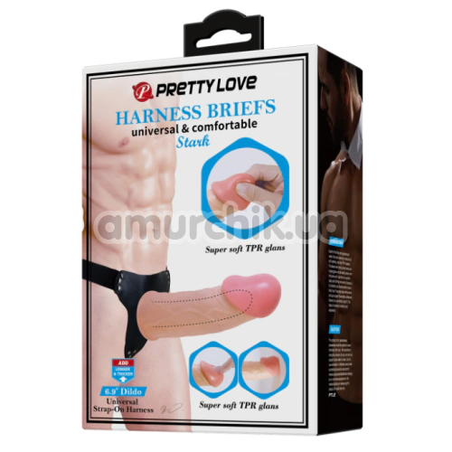 Порожній страпон Pretty Love Harness Briefs Stark, тілесний