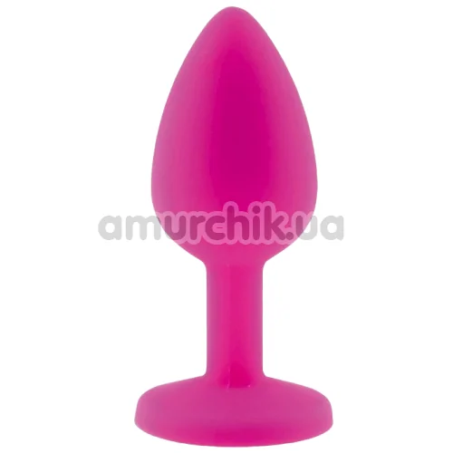 Анальна пробка з блакитним кристалом RelaXxxx Silicone Plug Medium, рожева