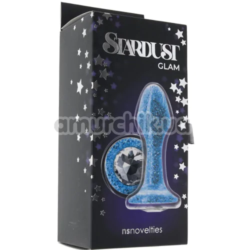 Анальна пробка Stardust Premium Glass Plug Glam, блакитна