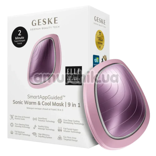Ультразвуковой массажер-маска для лица Geske Sonic Warm & Cool Mask 9 in 1, светло-розовый