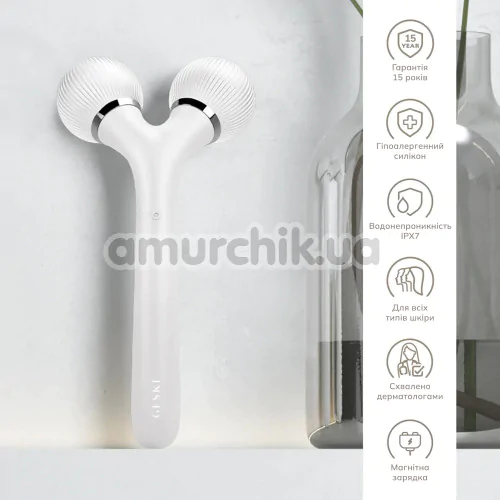 Ультразвуковий масажер Geske Sonic Facial & Body Roller 4 in 1, біло-срібний