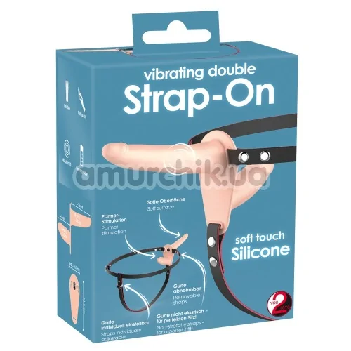 Подвійний страпон з вібрацією Vibrating Double Strap-On, тілесний